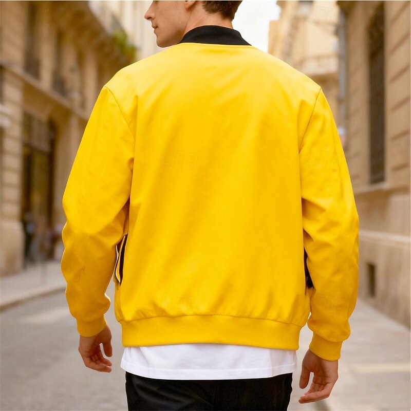 Per uomo Giacca Leggera Giubbotto bomber Giacca Casual Casuale Quotidiano Leggero Tasca Primavera Autunno Semplice Streetwear Elegante Colletto Mao Regolare Blu Nero Giallo Rosso Blu marino Giacca del 2026 a $30.99 –P4
