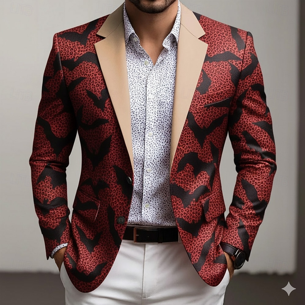 Ανδρικά Νυχτερίδα Μπουφάν μπλέιζερ Παλτό Μοντέρνα Άνετο Αναπνέει Καλλιτεχνικό Καθημερινό Causal Καθημερινά Βραδινό Ρούχα για Πάρτυ Τσέπη 3D εκτύπωση Κουμπιά Όλες οι εποχές Εγκοπή Μακρυμάνικο 2026 - $85.99 –P2