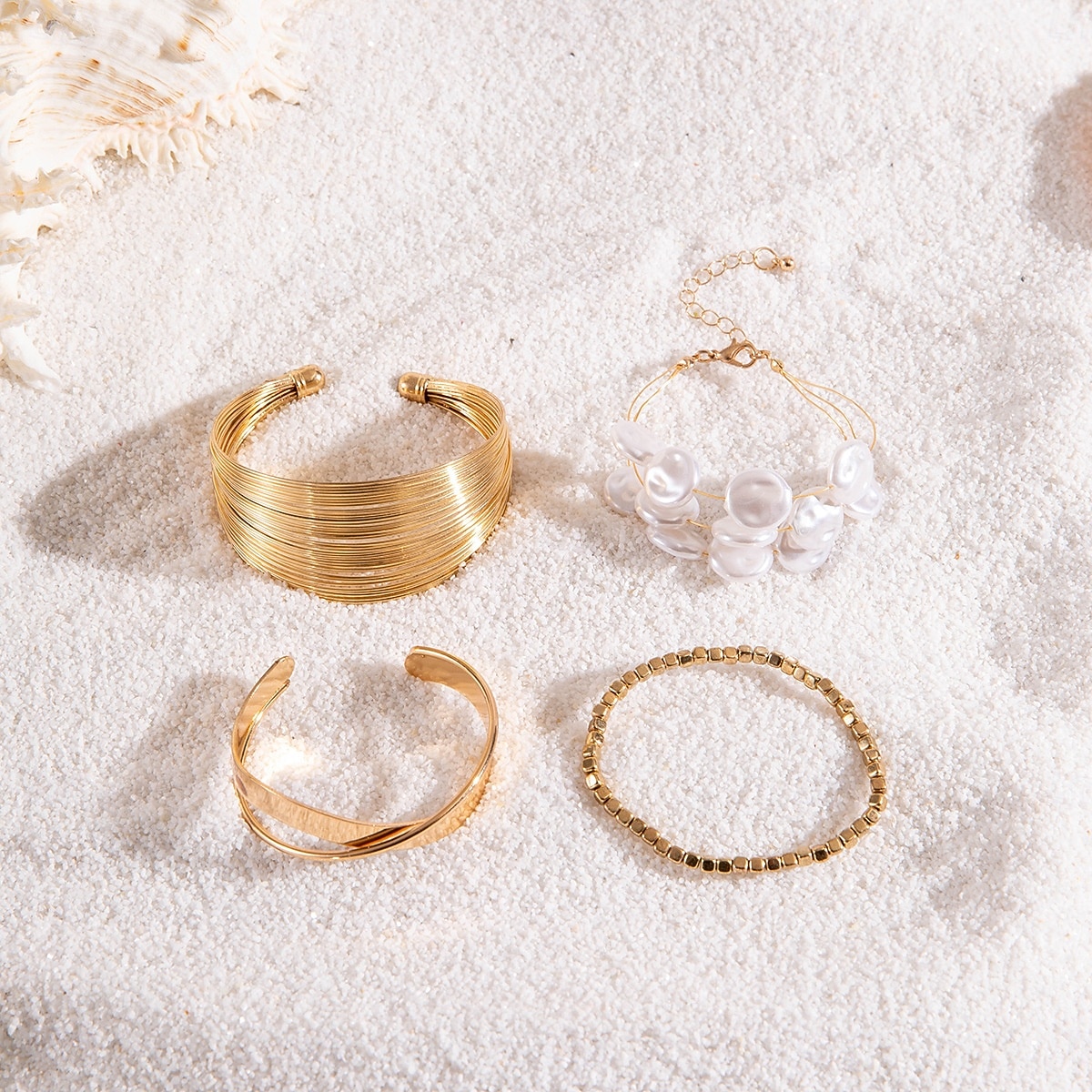 Samba Kiegészítők Boho Arany Színű Rétegezhető Karkötők - Műgyöngyök Széles Karperecek és Geometrikus Charm Bangle Nőknek Előadás Jelmez 2026 - $9.49 –P1