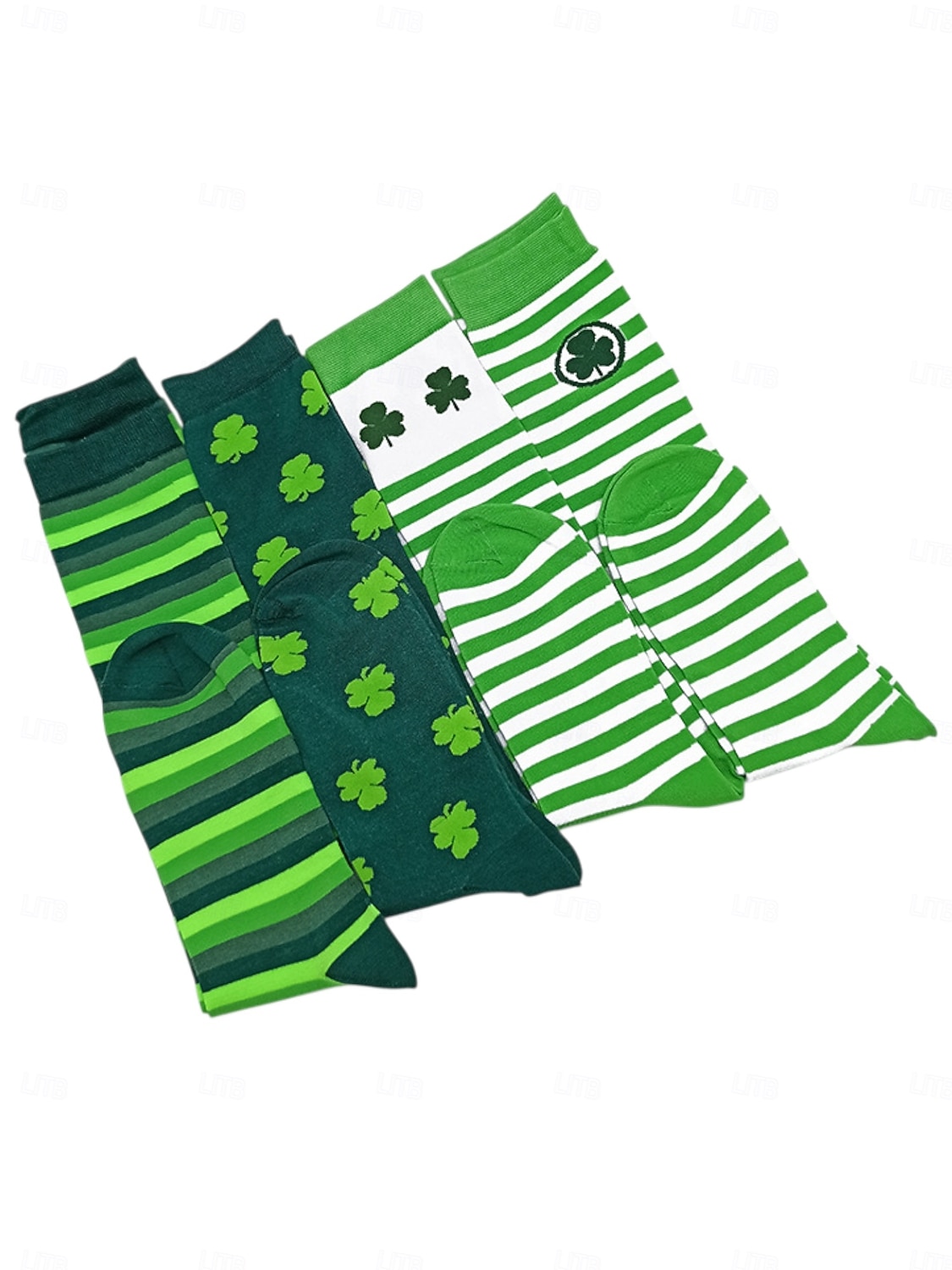 Calcetines de rayas verdes para hombre con diseño de trébol para el Día de San Patricio: perfectos para ocasiones festivas y celebraciones. 2026 - $9.99 –P1