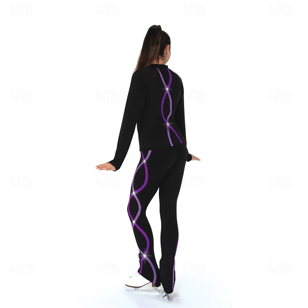 pantaloni de patinaj artistic pentru femei, fete, pantaloni de patinaj roz, violet, elastici, pentru antrenament, competiție, îmbrăcăminte de patinaj termică și caldă, patinaj artistic 2026 - $83.99 –P2
