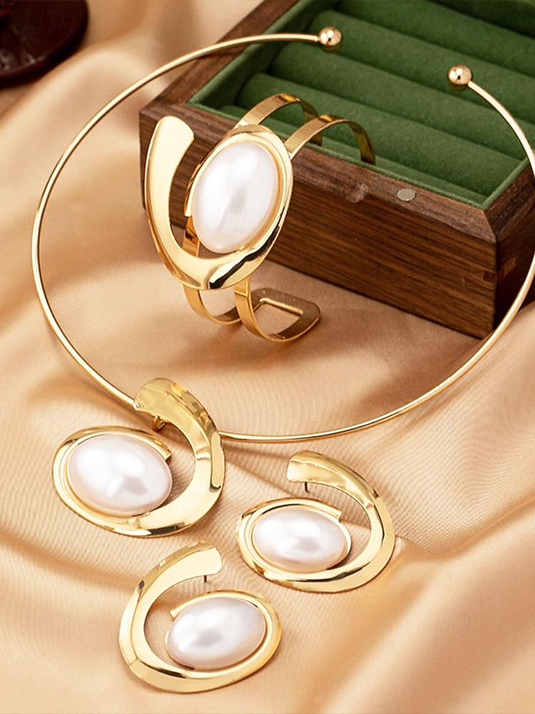 סט תכשיטי סגסוגת בוהמי לנשים עם אבני טורקיז - שרשרת, עגילים וצמיד, זמינים במגוון צבעים - מושלם לאירועים יומיומיים וחגיגיים 2026 - $14.99 –P6