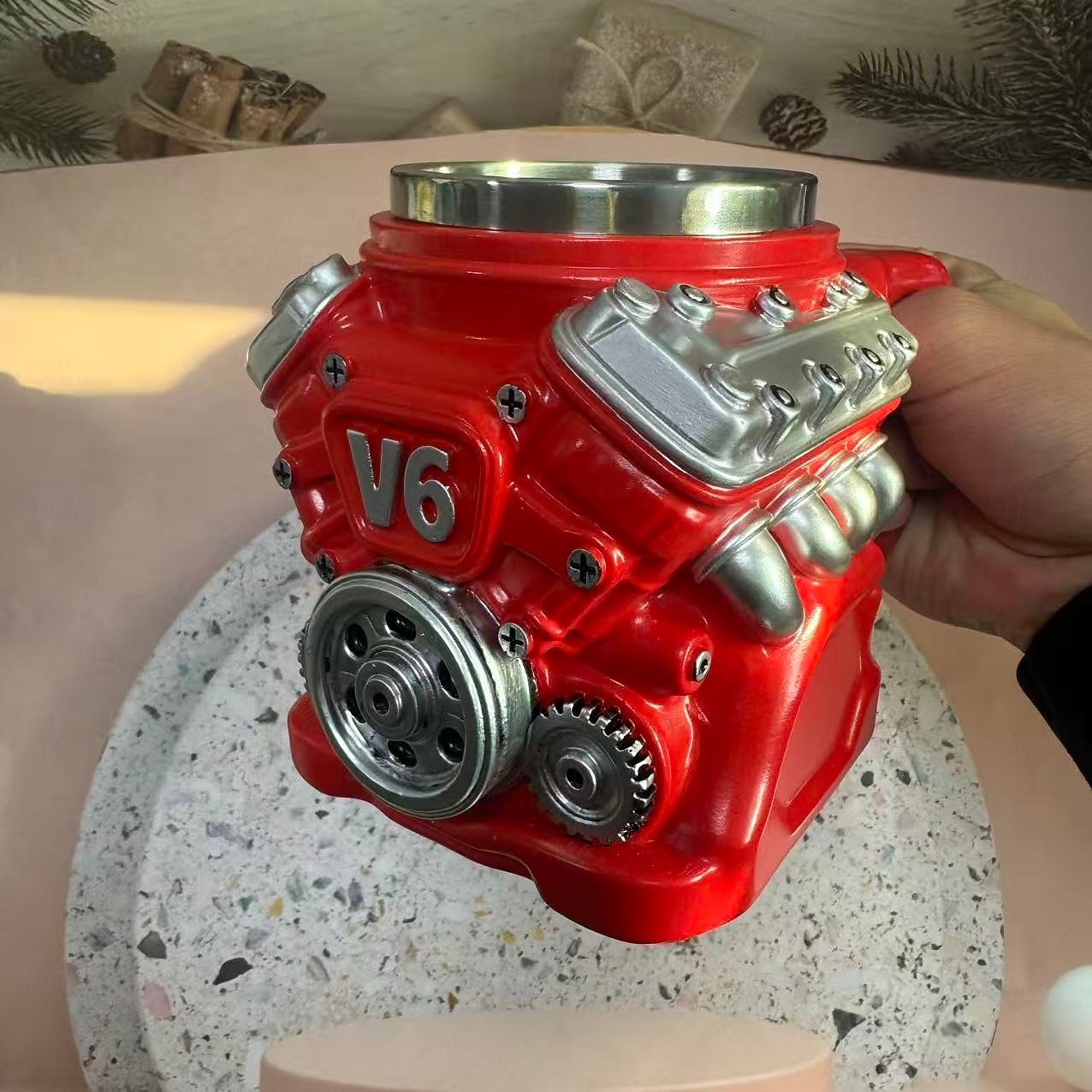 Κούπα καφέ με κινητήρα v8, κούπα καφέ με ρετρό θέμα κινητήρα v6 ρητίνης, ρεαλιστική κούπα από ανοξείδωτο ατσάλι με κινητήρα v8 για σύζυγο, μηχανικό, λάτρη των αυτοκινήτων 2026 - $31.99 –P6