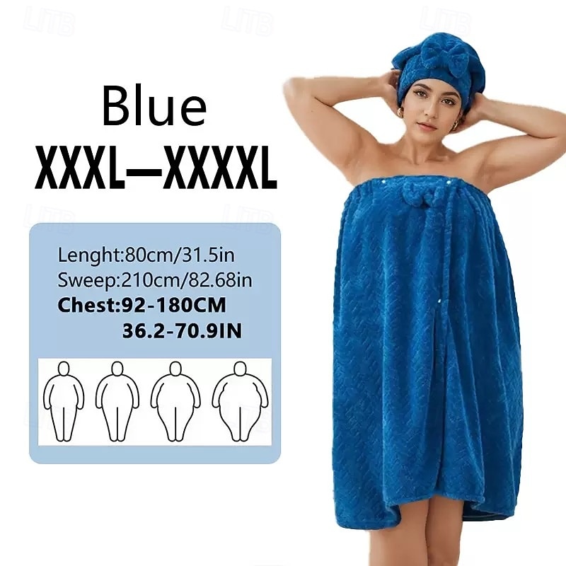 Conjunto de saia de banho plus size ajustável e touca de secagem rápida, roupa de banho confortável e prática, perfeita para depois do banho, à beira da piscina e no chuveiro, secagem rápida e ajuste regulável. de 2026 por $35.99 –P12