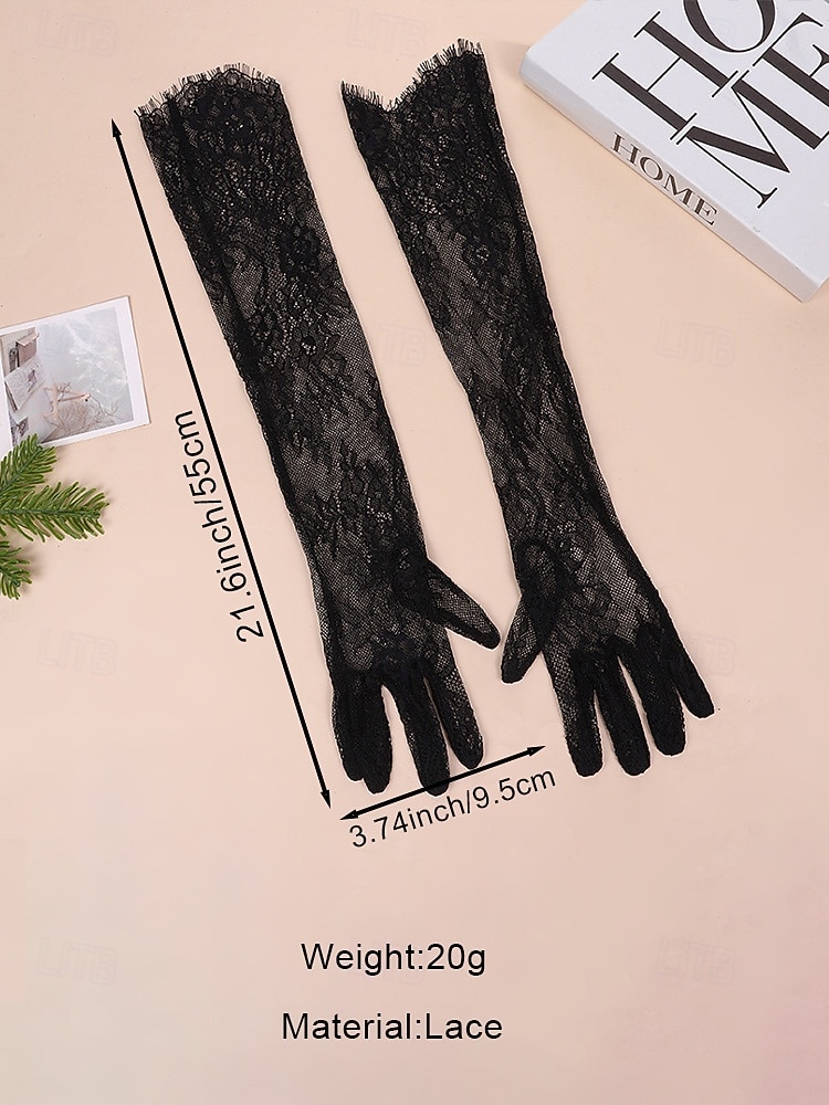 2026年 ウィメンズ マルディグラ レース グローブ、ブラックとホワイトあり、エlegantなデザイン カーニバル、仮面舞踏会、結婚式に最適  コレクション – $11.99 –P13
