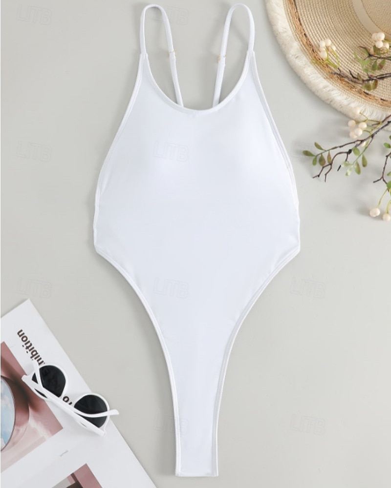Per donna Costumi da bagno Intero Costume da bagno Perizoma intero Senza schiena Vacanza Abbigliamento da Spiaggia Tinta unica Girocollo Senza Maniche Costumi da bagno del 2026 a $9.49 –P3