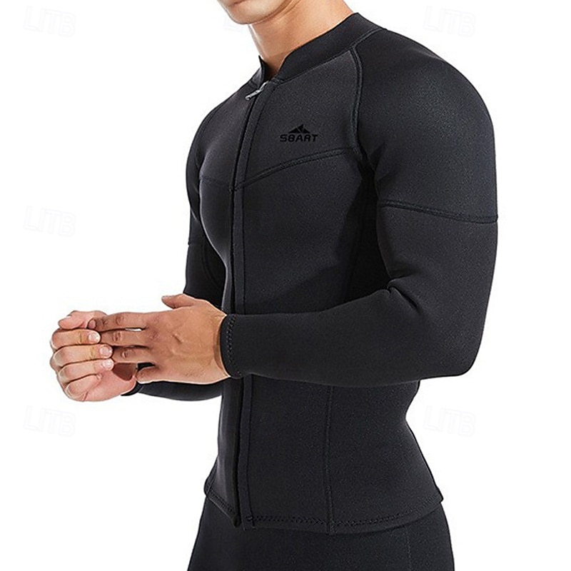 Men's 3mm Neoprene Wetsuit Shirt Dive Top Rash Guard Stretchy Long Sleeve Surfing Snorkeling Scuba Solid Color Winter 2026 - $69.99 –P4