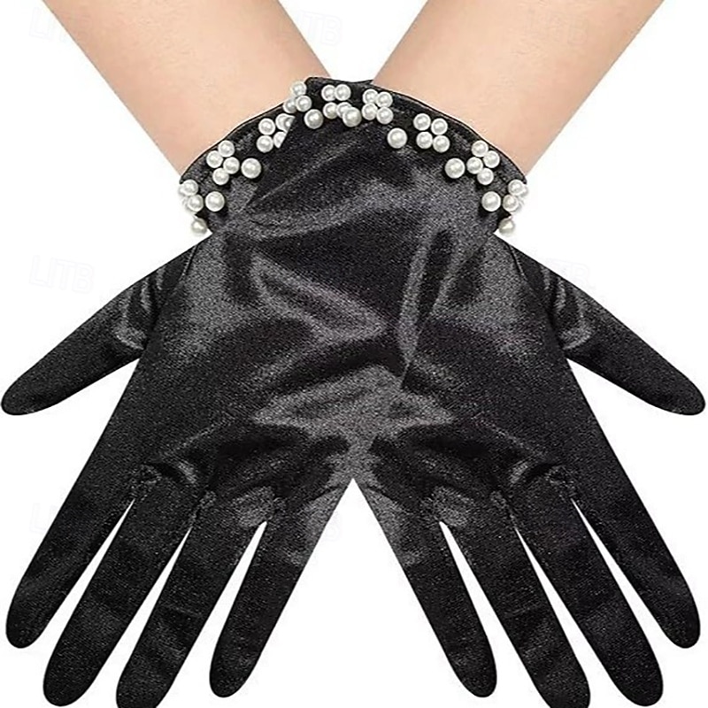 Terilene Até o Pulso Luva Elegante / à moda Com Perola Imitação / Cor Pura Luvas de Festa / Casamento de 2026 por $17.49 –P1