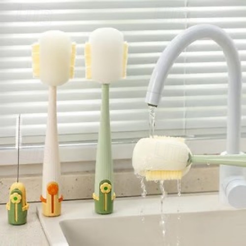 عبوتان من فرشاة تنظيف الزجاجات متعددة الوظائف 5 في 1، فرشاة ذات مقبض طويل لتنظيف الأكواب وأغطية الترمس، منظف زجاجات الحليب والماء، أداة مطبخ منزلية متينة 2026 - $16.99 –P8