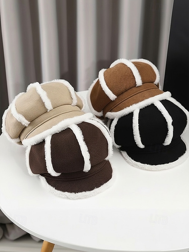 Women's Thickened Polyester Plaid Hat with Bow Detail, Available in Multiple Colors – Perfect for Fall and Winter Fashion 2026 - $14.99 –P5