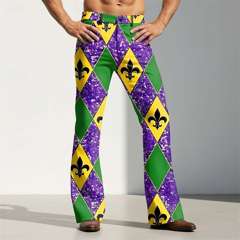 Απόκριες Ανδρικά Φτερά Απόκριες Φλερ-Ντε-Λις Παντελόνια Ντίσκο Παντελόνι Παντελόνια καμπάνα της δεκαετίας του '60 και του '70 Μεσαία Μέση Vintage ρετρό Πάρτι Αργίες 2026 - $31.99 –P4