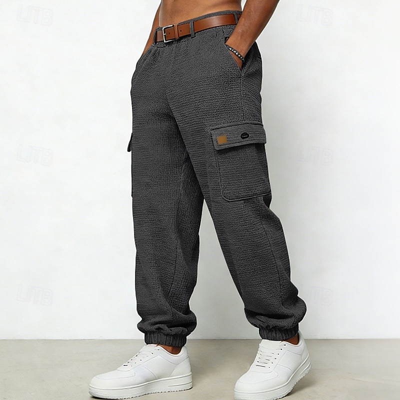 Per uomo Pantaloni Cargo Joggers Pantaloni Pantaloni a Nido d'Ape Multi-tasche Tasca con Patta Tinta unica Antivento Comodità Quotidiano All'aperto Ferie Streetwear Elegante Marrone Grigio scuro del 2026 a $13.49 –P3