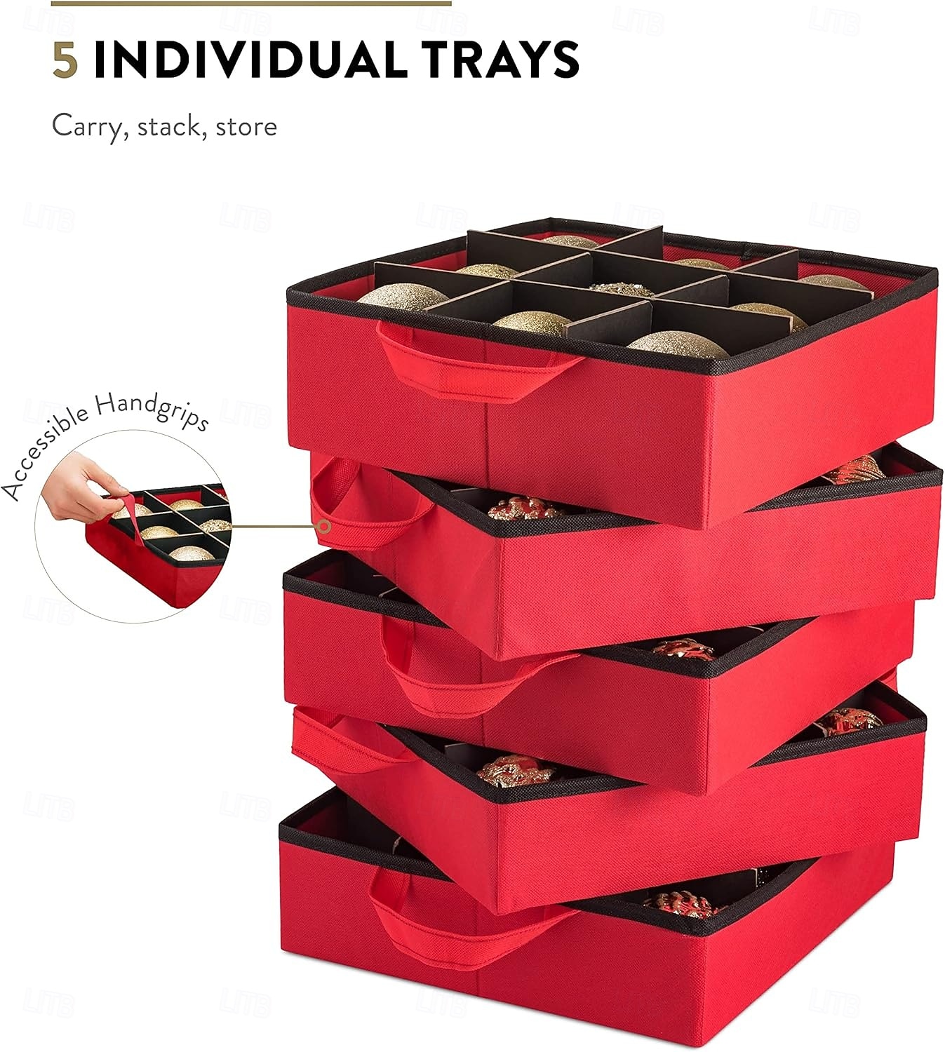 allt-i-ett förvaringslåda för julgranskulor &dekorationsbehållare - lättåtkomliga, avtagbara brickor, rymmer 73 ornament - justerbart utdrag för figurer och fickor för dekoration - svart 2026 - $80.99 –P3