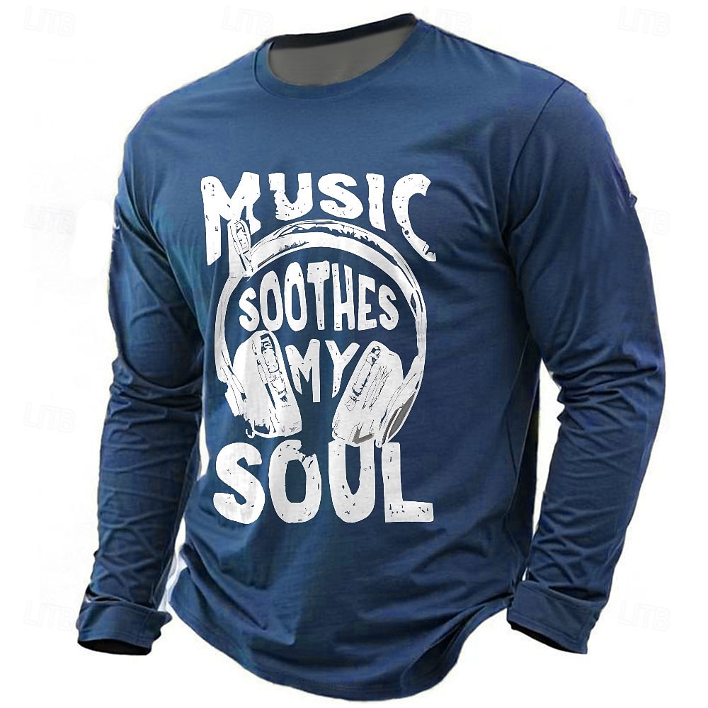 Herren Musik T Shirt Langarm T-Shirt 3D-Druck Rundhalsausschnitt Hemd Täglich Lässig Täglich Reise Party Blau Schwarz Rote Sommer Frühling Herbst Bekleidung S M L XL XXL XXXL 2026 - $23.99 –P1
