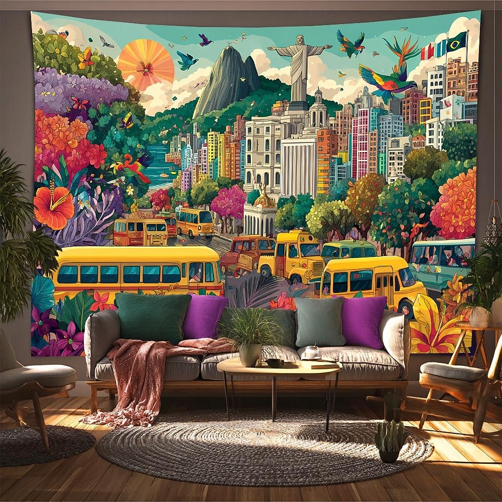 Mardi Gras tapiz Carteles Manta Guacamayo Parrot Río de Janeiro Lujo Colorido 3D Fiesta Sala Fondos de disparos Baile de Máscaras Decoración del hogar 2026 - $19.99 –P5