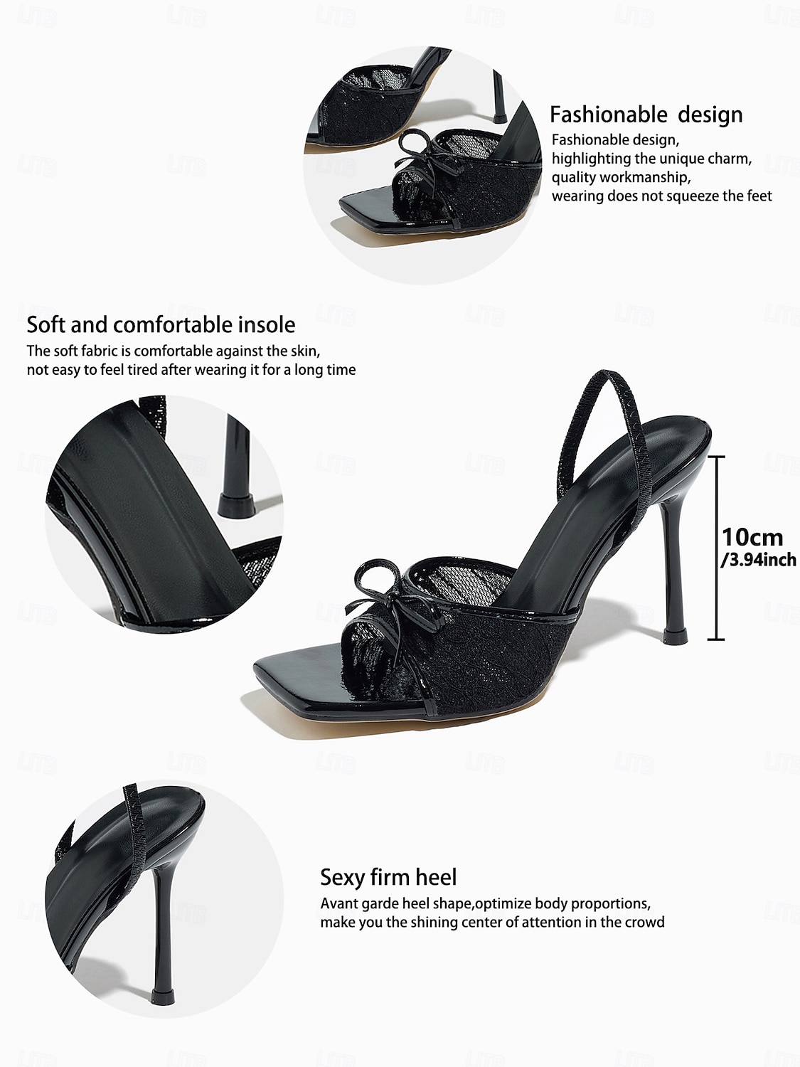 Sandales élégantes à talons, bout ouvert et dentelle, ornées d'un nœud, idéales pour les mariages champêtres et les occasions formelles, parfaites pour les invitées. de 2026 ? $39.99 –P8