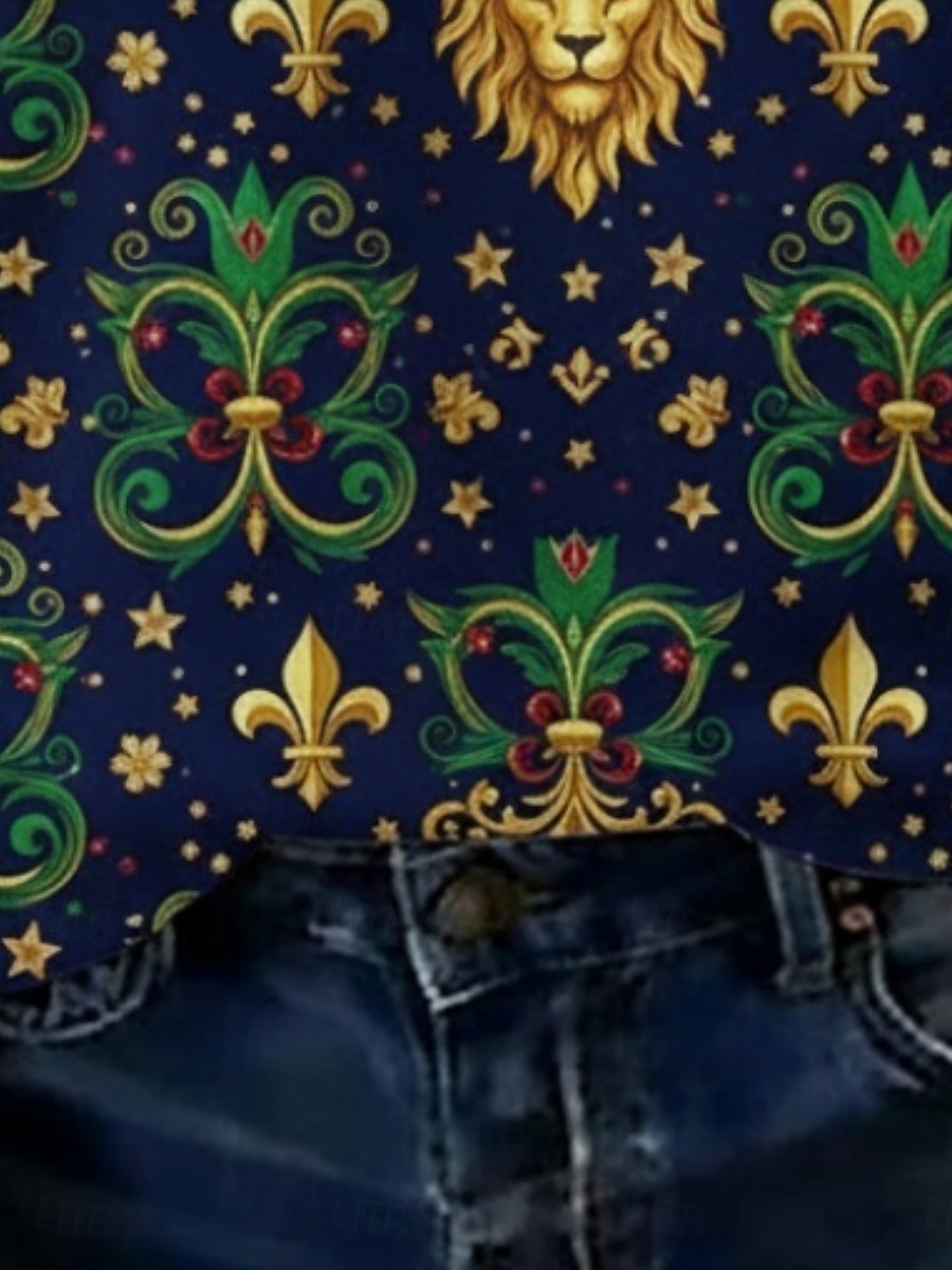 Απόκριες Γυναικεία Μπλουζάκι Στάμπα Γραφική Βίντατζ Καθημερινό Κοντομάνικο Λαιμόκοψη V Κανονικά μπλουζάκια Καθημερινά Σαββατοκύριακο Ρούχα διακοπών Βαθυγάλαζο Καλοκαίρι Άνοιξη 2026 - $19.49 –P3