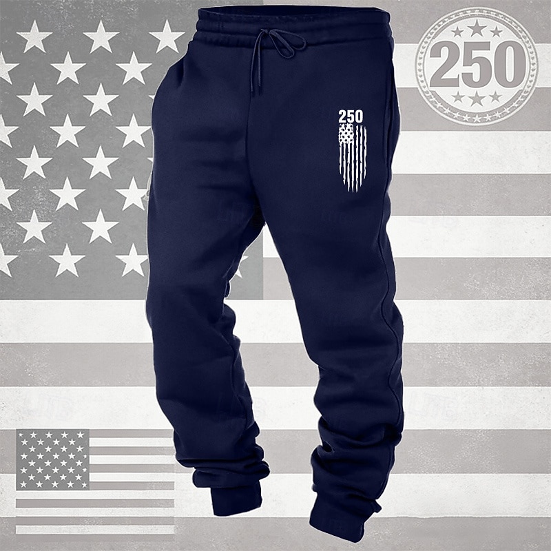 Herr Joggingbyxor Joggare Långbyxor Snörning Ficka Elastisk midja Landsflagga Komfort Andningsfunktion Dagligen Utomhus Amerikas 250-årsjubileum Semester Mode Vit Vin Microelastisk 2026 - $13.49 –P11