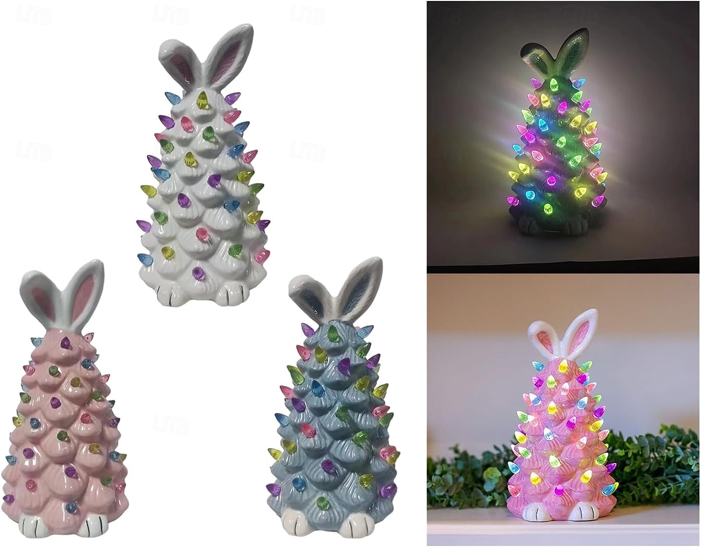 Easter Ceramic Rabbit Tree Lights AAA Battery Indoor/Outdoor Bedroom Bedhead Party Living Room Dining Room Desktop Decoration Light 24.5 * 14CM 2026 - $27.99 –P16