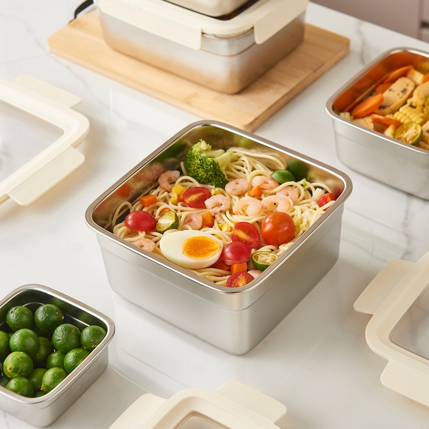 vakuummatbeholder matvaregodkjent sus304 forseglet matoppbevaringsboks bento lunsjboks for frukt, kjøleskapsikker, lufttett måltidsbeholder (firkantet) 2026 - $20.99 –P8