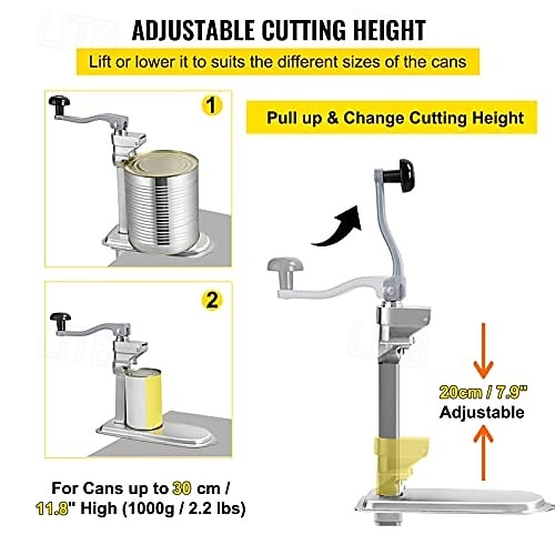 Commercial Can Opener, 18.9 Inches Long, Manual Stainless Steel for Cans Up to 11.8 Inches High, Fixed with Clamp or Screws, Ergonomic Rotating Handle and a Spare Blade 2026 - $103.99 –P2