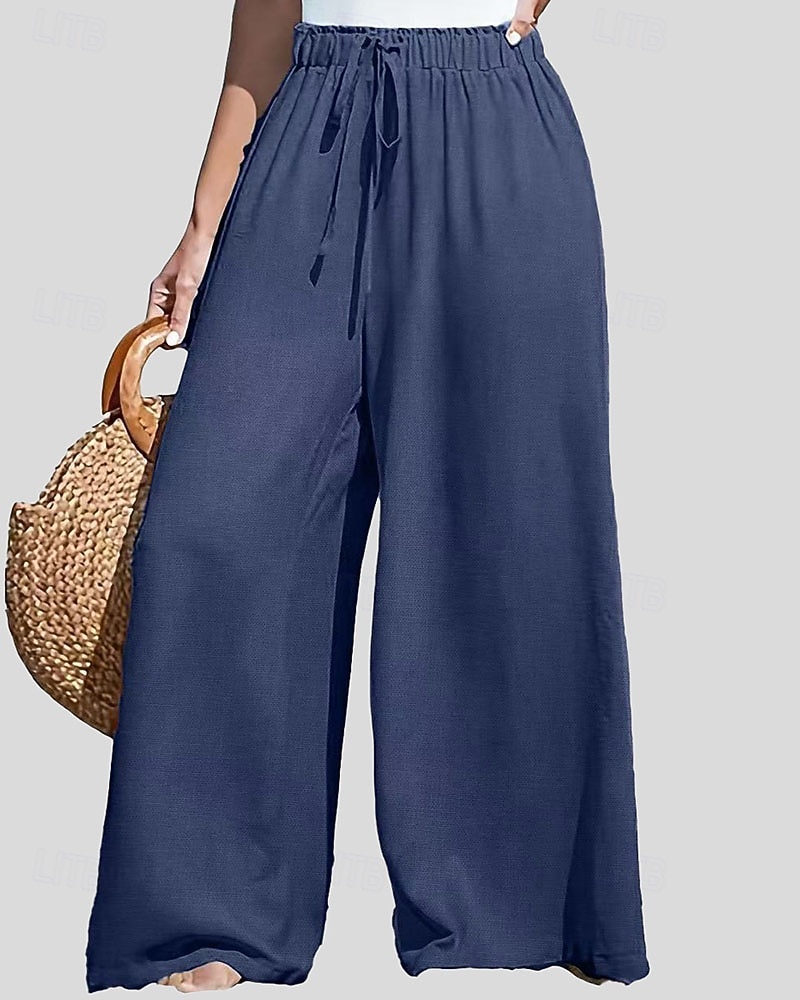 Damen Kunstbaumwollleinen Weites Bein Chinos Sommerhose Urlaub Streetwear Lässig Volle Länge Mittlere Taillenlinie Einfach Kordelzug Tasche Atmungsaktiv Mikroelastisch Täglich Outdoor Straße Grau 2026 - $24.99 –P8