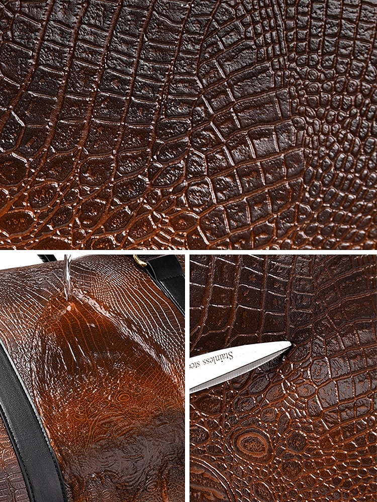 Borsa da weekend da uomo in similpelle con motivo coccodrillo, tracolla regolabile, grande capacità, impermeabile, perfetta per gite del fine settimana e brevi viaggi di lavoro del 2026 a $32.99 –P11