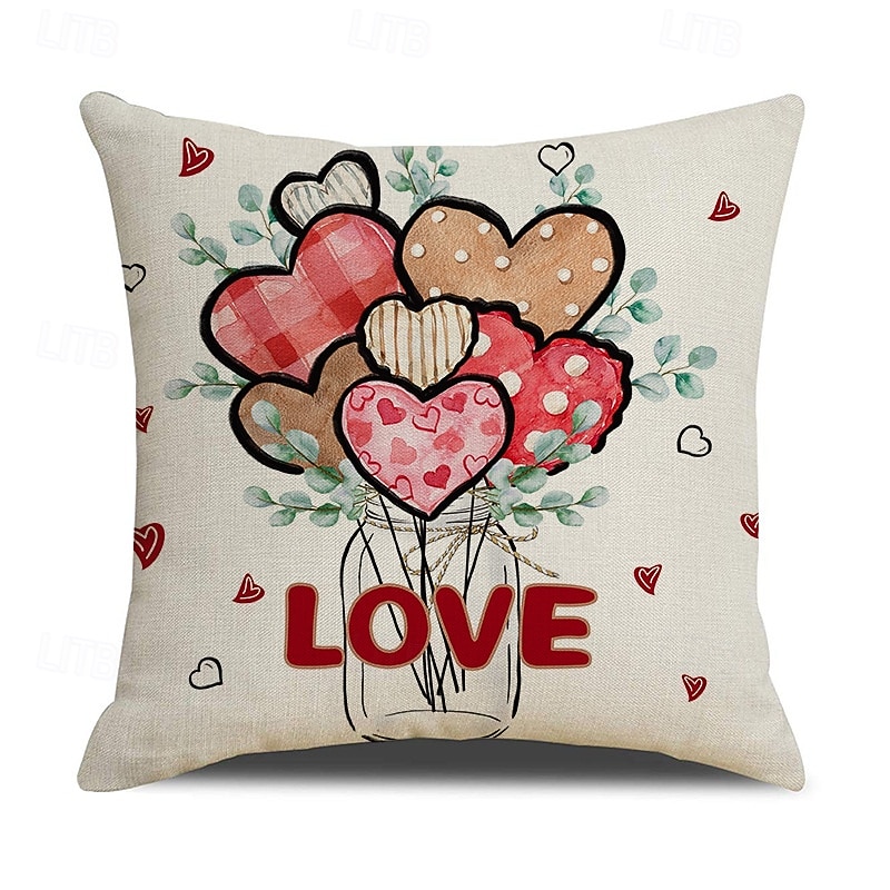 Valentine's Day Throw Pillow Cover, Red Heart Balloon Decorative Cushion, Romantic Atmosphere Pillow for Sofa, Living Room, Bedroom, Cozy Holiday Accent 2026 - $13.99 –P4