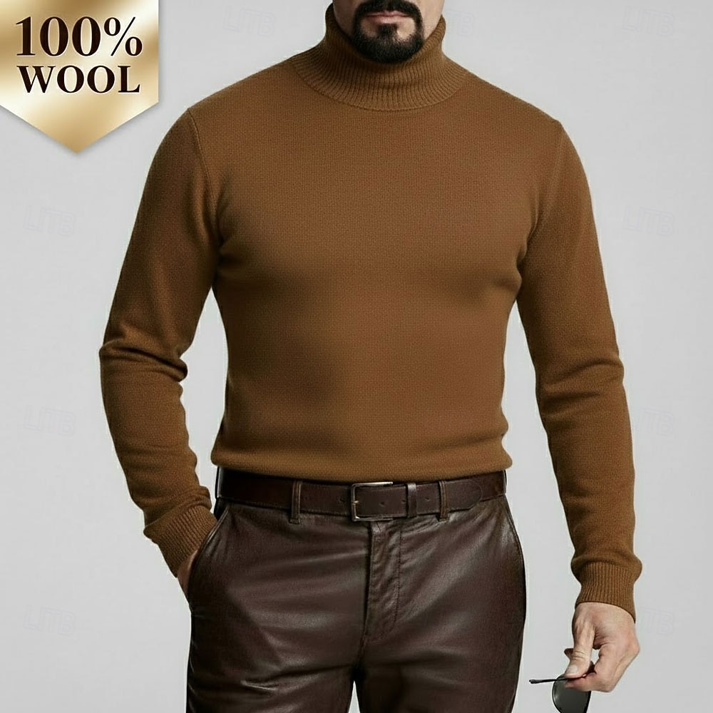 Hochwertiger Herren-Rollkragenpullover aus reiner Wolle und Kaschmir, klassischer Strickpullover, weich, warm und atmungsaktiv 2026 - $90.99 –P1