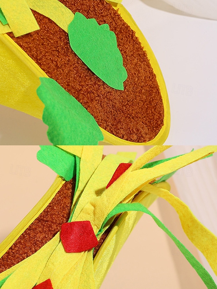 Мужские шляпы Mardi Gras из полиэстера с тематикой еды – забавные дизайны с картошкой фри и тако для карнавала и маскарадных вечеринок 2026 - $14.99 –P7