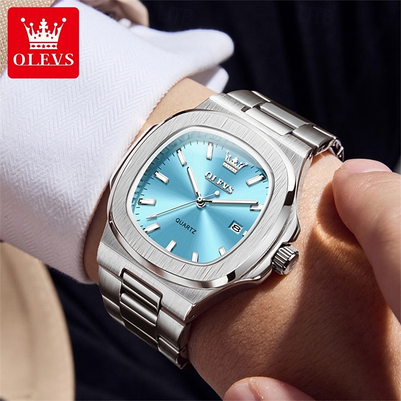 Новые бизнес-часы Olevs украшены светящимися элементами и календарем квадратный наутилус водонепроницаемые спортивные модные и повседневные кварцевые наручные часы 2026 - $32.99 –P1