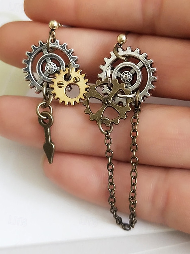 Women's Mardi Gras Multi-Style Asymmetrical Steampunk Gear Earrings - Alloy Drop Dangle for Carnival, Cosplay and Masquerade 2026 - $9.99 –P5
