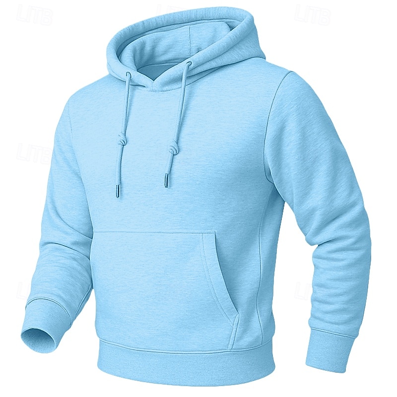 Men's Hoodie Fleece Hoodie Fleece lined Hoodie Blue Apricot Black White Yellow Hooded Plain Kangaroo Pocket Casual Daily Sports & Outdoor Polyester Streetwear Cool Sportswear All Seasons Clothing 2026 - $8.99 –P15