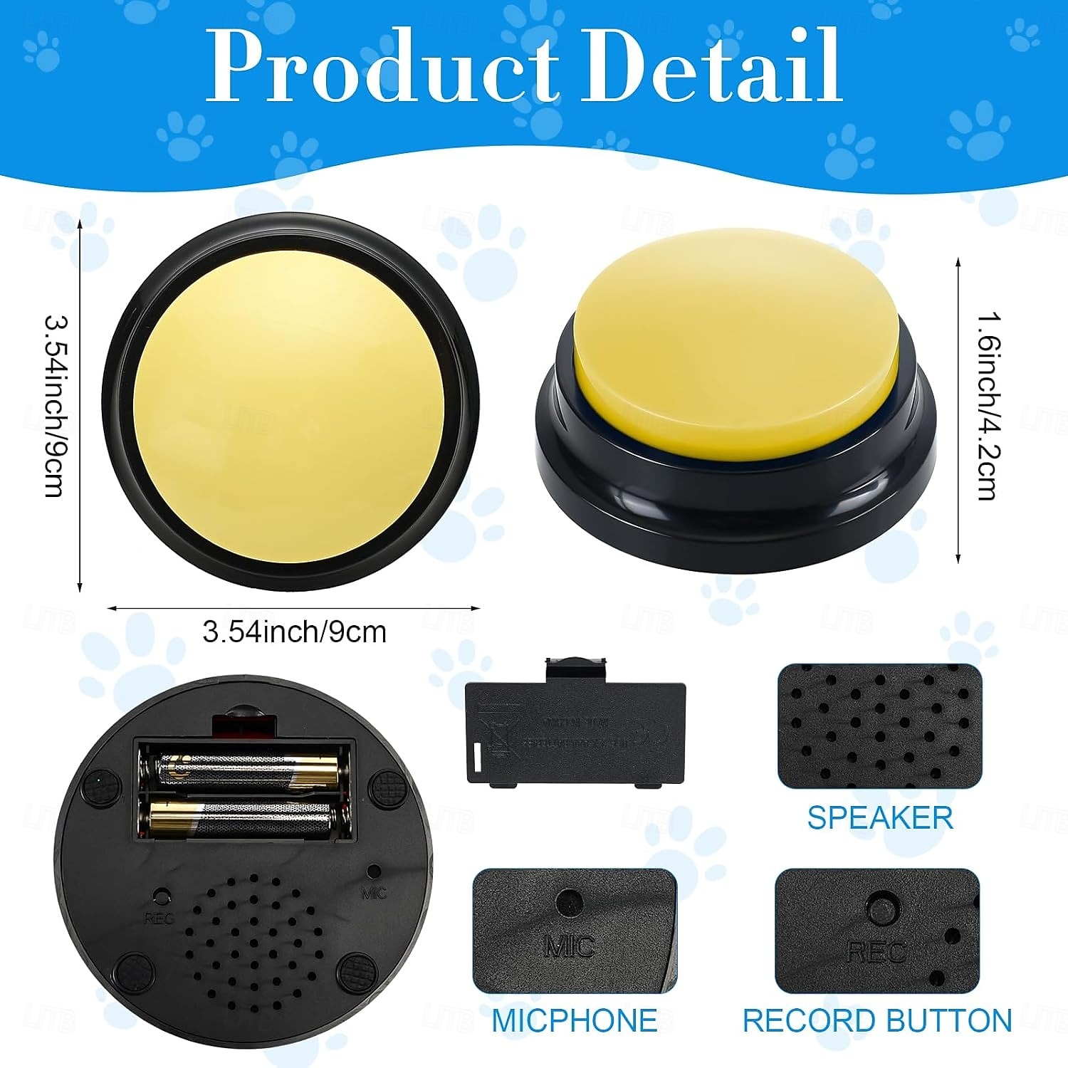 1 bouton d'enregistrement vocal pour la communication et le dressage des animaux de compagnie, enregistrement de 30 secondes &Jouet pour chien avec retour vocal, clicker enregistreur pour chat, chiot, de 2026 ? $15.99 –P2