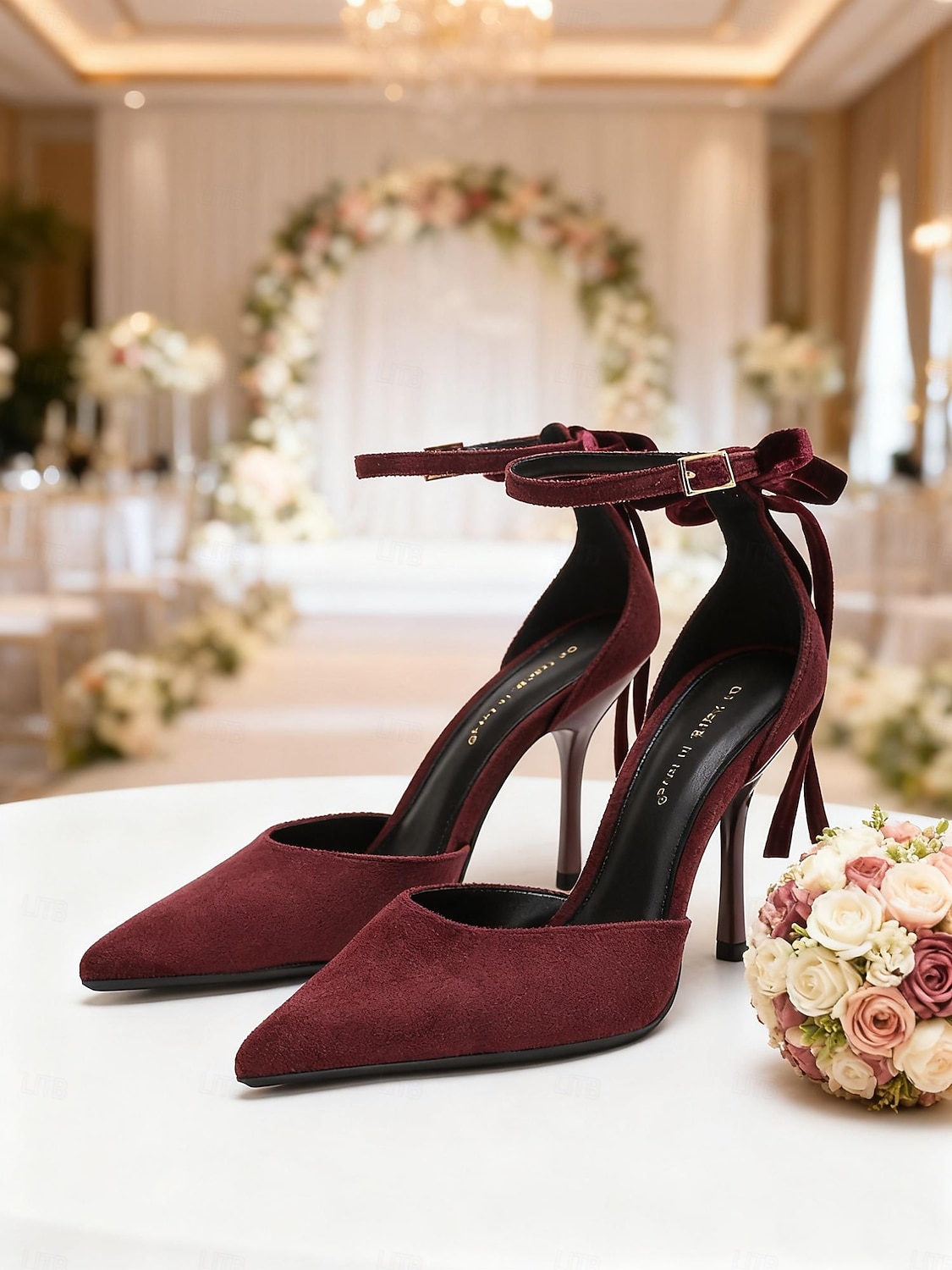 scarpe con tacco alla caviglia in pelle scamosciata color carne da donna: eleganti décolleté a punta stiletto per matrimoni al chiuso, invitati a nozze e scarpe eleganti per feste formali del 2026 a $59.99 –P4