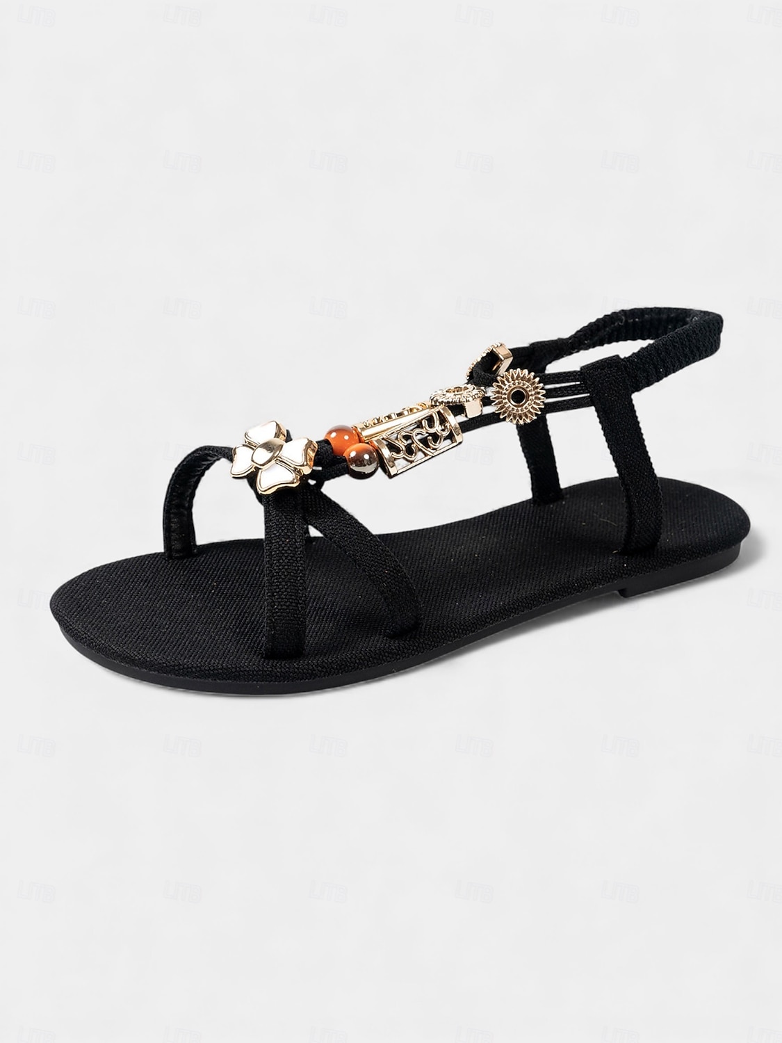 Sandales plates bohèmes chics pour femmes, ornées de perles métalliques décoratives – des chaussures confortables pour les mariages décontractés et à la plage, les événements estivaux et les vacances de 2026 ? $18.99 –P7