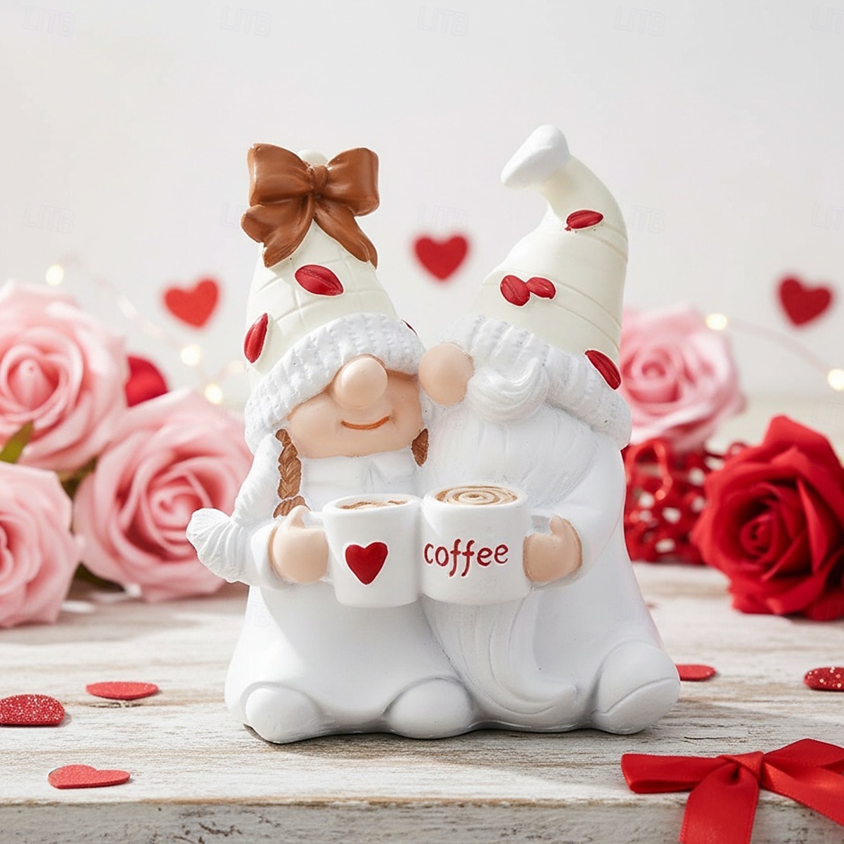 Valentine's Day Gnome Resin Figurine – Cute Cartoon Coffee Elf Statue, Hand-Painted Desk Decor, Pink Room Ornament for Shelf Display, Wedding Anniversary Party Decorations, Funny Gifts Home Decor 2026 - $19.99 –P1