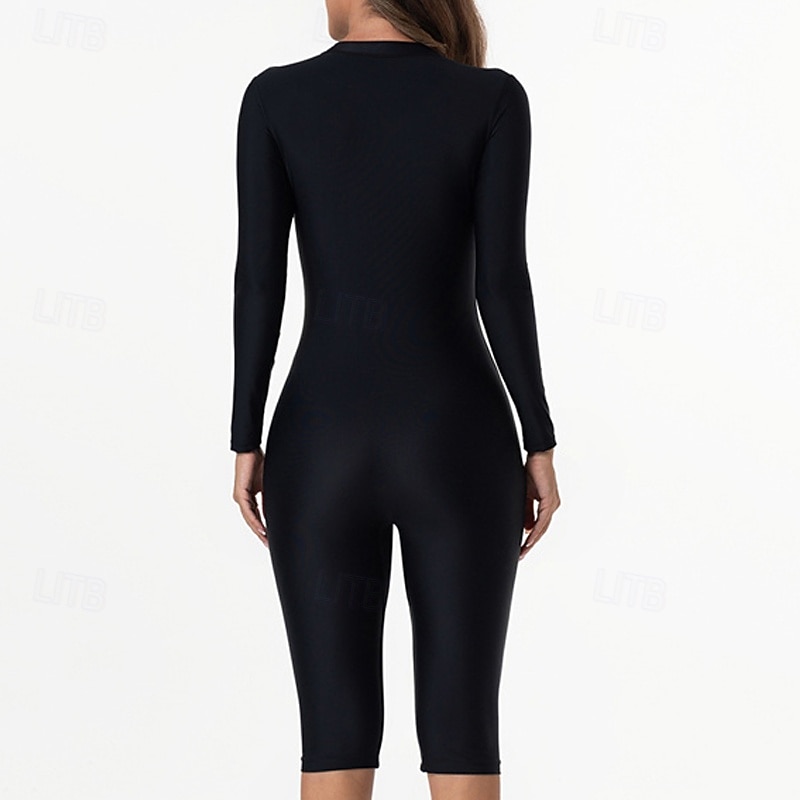 Damen Anti UV Shirt Badeanzug Einteilige Patchwork Reißverschluss UV Schutz Hohe Elastizität Langarm Bademode Surfen Tauchen Schnorcheln Sommer 2026 - $28.99 –P3