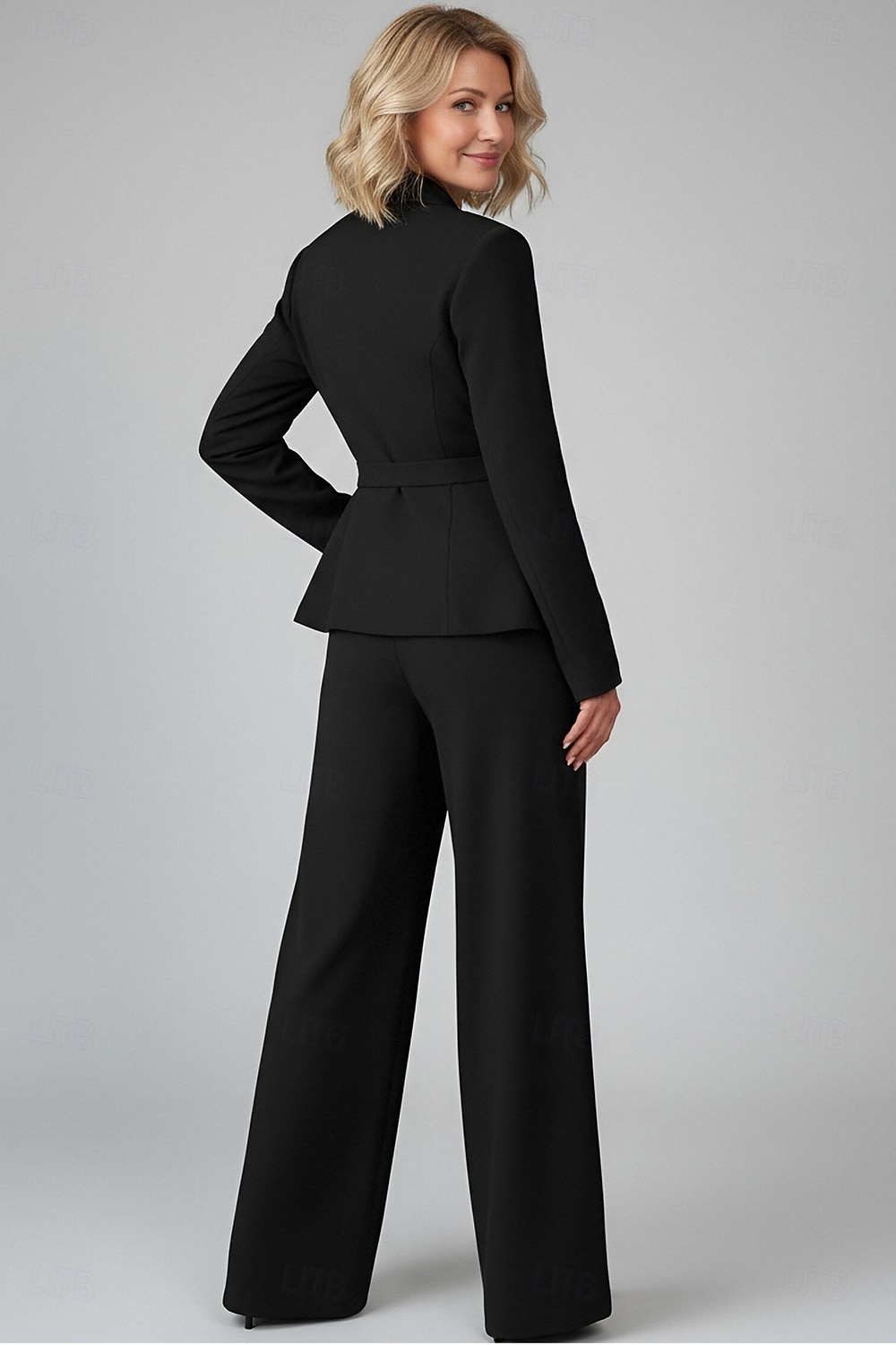 Women's 2 Pieces Suits Two Piece Business Wedding Guest Stretch Fabric Elegant Simple Tuxedo Long Sleeve V Neck Peak Lapel Single Breasted One-button 2026 - $178.99 –P2