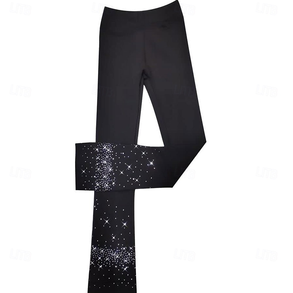 παντελόνι καλλιτεχνικού πατινάζ για κορίτσια, μαύρο ελαστικό παντελόνι προπόνησης, αγωνιστικό πατινάζ, θερμικό, ζεστό, κρύσταλλο / στρας, πατινάζ στον πάγο, καλλιτεχνικό πατινάζ 2026 - $83.99 –P2