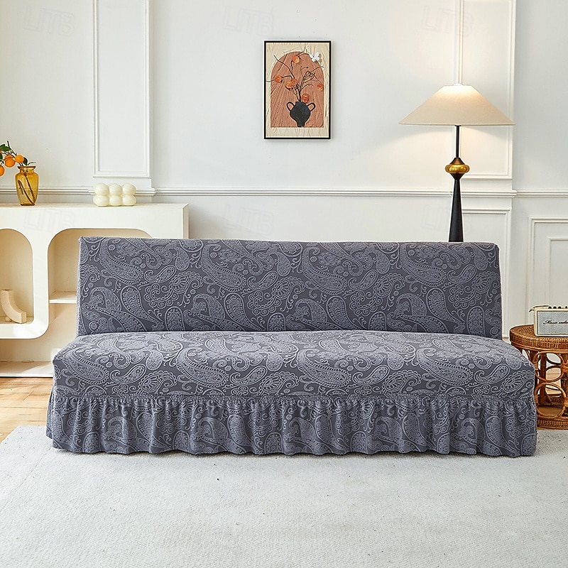 2 eri kokoa hameen helmatyylinen jacquard-kangas käsinojaton vuodesohvan päällinen sohvan uudenvuoden koristepäälliset joustava suoja joustava penkin päällinen 2026 - $97.99 –P10