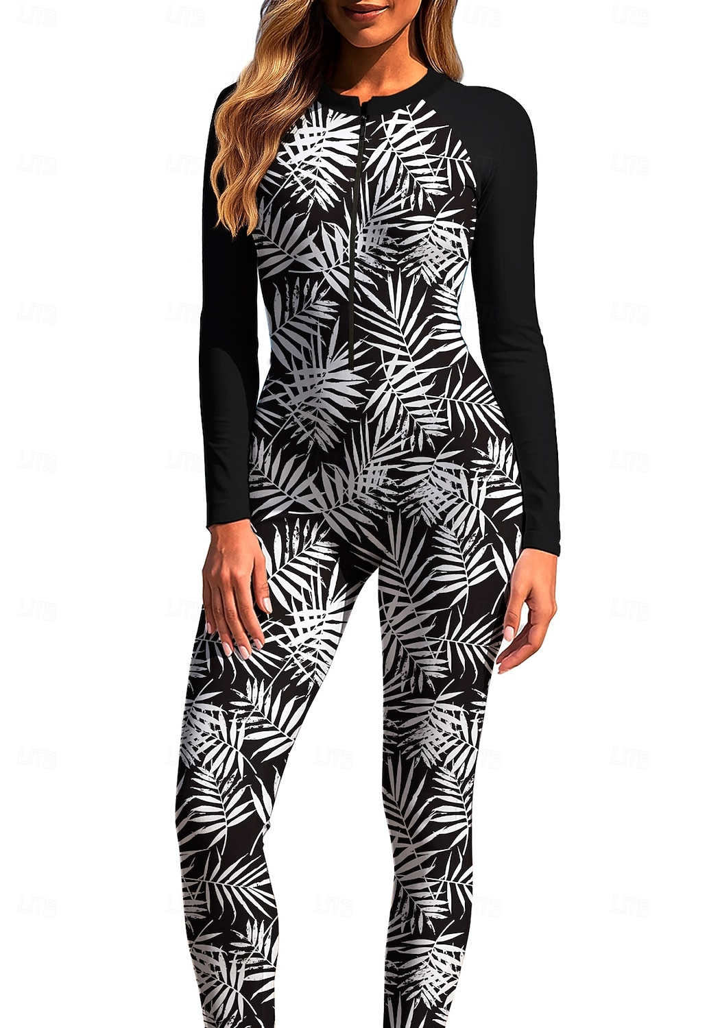 Per donna Standard Top sottomuta Rash Guard completo per il corpo Costume da surf intero Floreale Tropicale Con zip con reggiseno incorporato Cerniera Frontale Protezione Solare UV Coppa larga UPF50+ del 2026 a $49.99 –P1