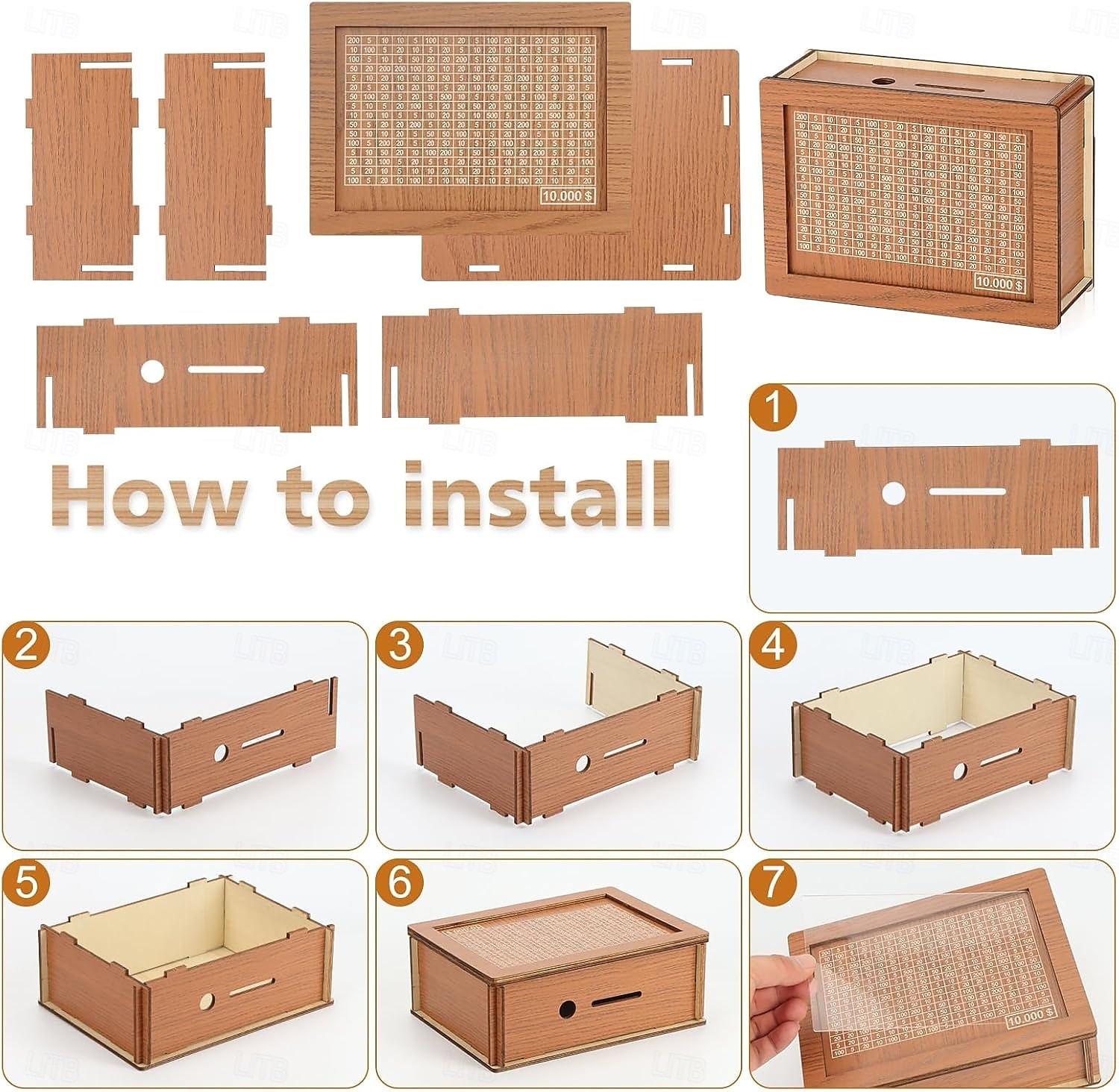 Деревянная копилка для хранения денег, деревянная копилка для хранения денег, копилка для хранения денег, копилка для подсчета монет, копилка со счетчиком, деревянная копилка с мишенью для денег и 2026 - $13.99 –P2