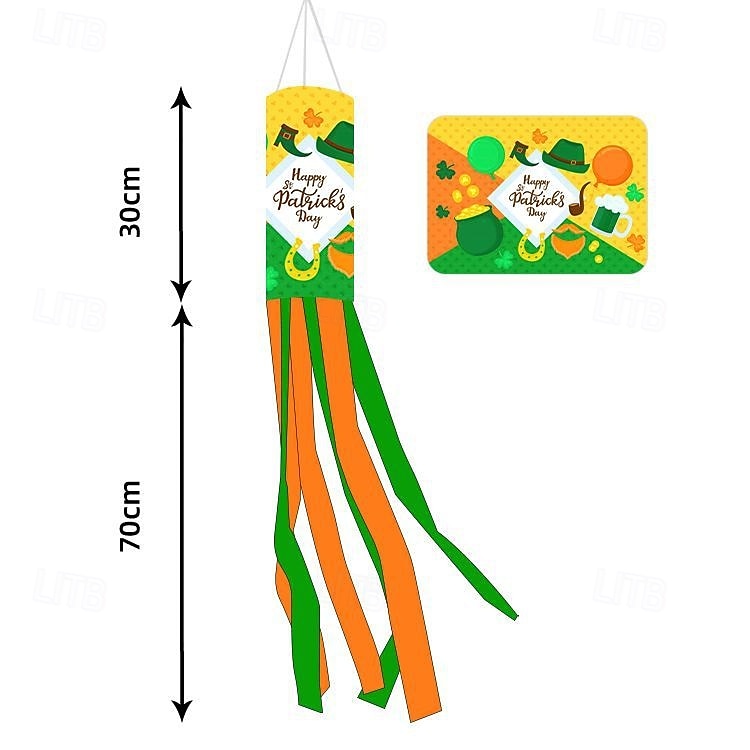 Szent Patrik-napi szélzsák zászló, ír dizájn, Szent Patrik-napi fesztivál dekoráció, színes kültéri szélzsák ünnepi ünneplésre, lóhere &lóhere design. 2026 - $8.99 –P9
