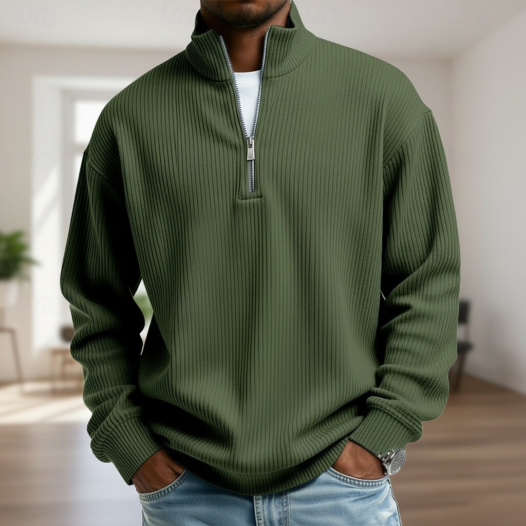 Per uomo Camicia di Velluto a Coste Maglietta Manica Lunga Zip a un quarto Autunno Primavera & Autunno Tinta unica Moda Moderno Casual Con zip Caldo Casuale All'aperto Casual Nero Blu scuro Grigio del 2026 a $25.99 –P2