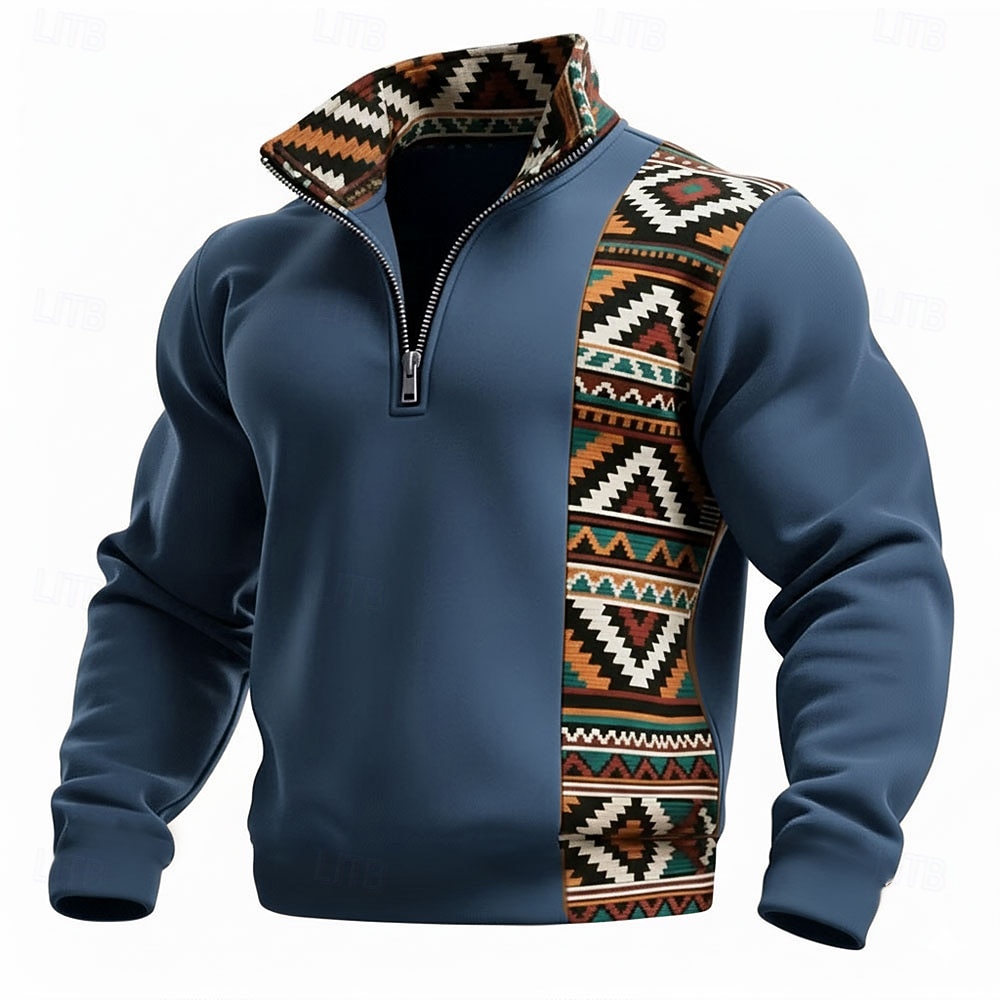 رجالي هندسي منقوش ترايبال كنزة الرياضات موضة كاجوال السحاب المنزل ملابس الشارع عمل مناسب للحفلات أزرق أسود بني أخضر الخريف كل الفصول مصمم S M L XL XXL XXXL 2026 - $28.99 –P3