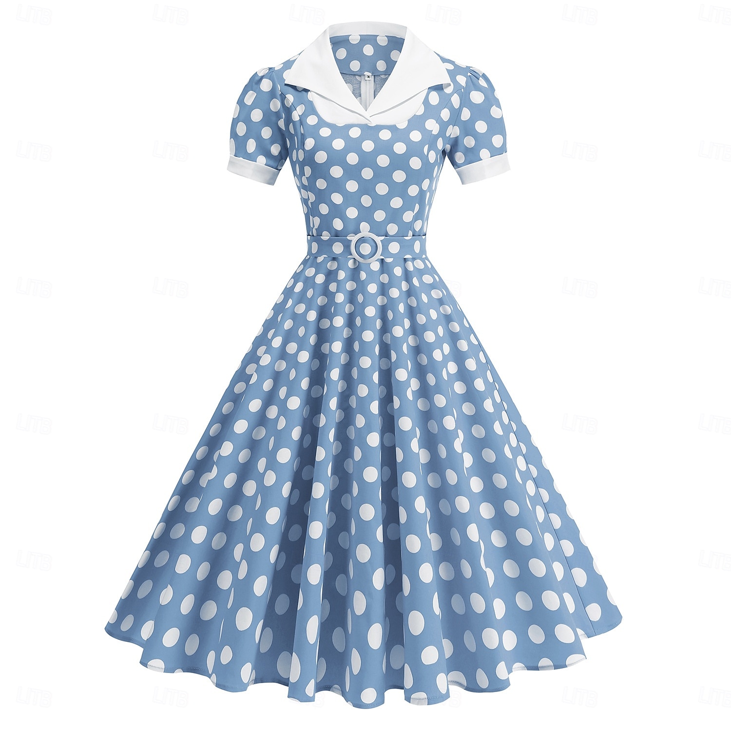 2026年 1950年代風 レトリ／ヴィンテージ ロカビリー 正午 スイングドレス フレアワンピース 半袖 水玉 フィット＆フレア 仮装 女性用 カーニバル バレンタイン・デー カジュアル 同窓会 レトロテーマパーティー 成人 ドレス 春夏  コレクション – $54.99 –P8