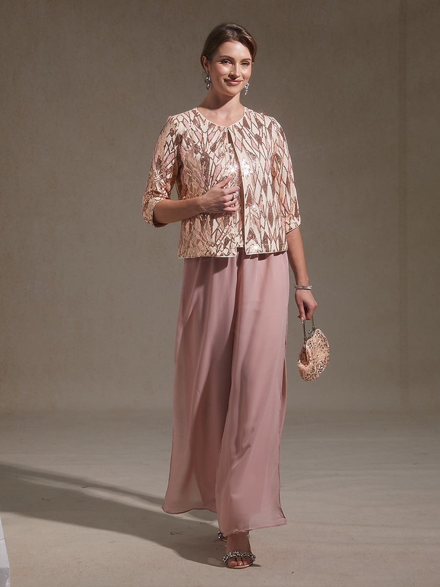 Femmes Hauts à paillettes Paillettes Broderie Géométrique Élégant Manche 3/4 Col mandarin Hauts Réguliers Soirée Tenue de soirée Tenue formelle Rose Claire Été Printemps Automne de 2026 ? $129.99 –P5
