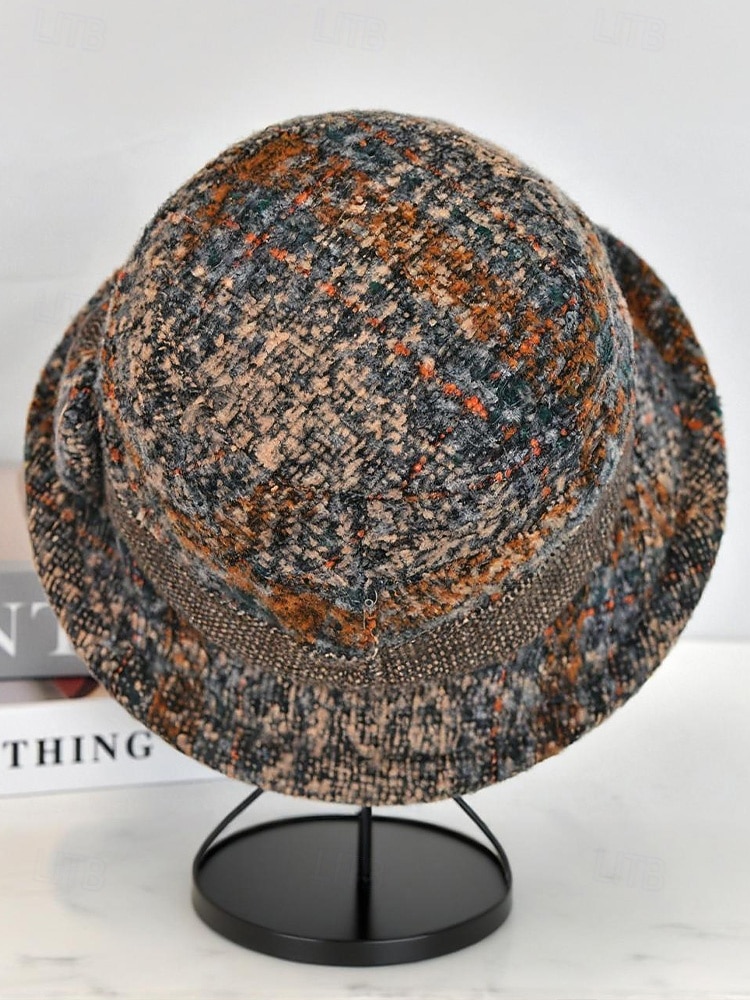 Damen-Mütze aus dickem Polyester mit Karomuster und Schleifendetail, erhältlich in verschiedenen Farben – perfekt für Herbst und Winter 2026 - $14.99 –P6