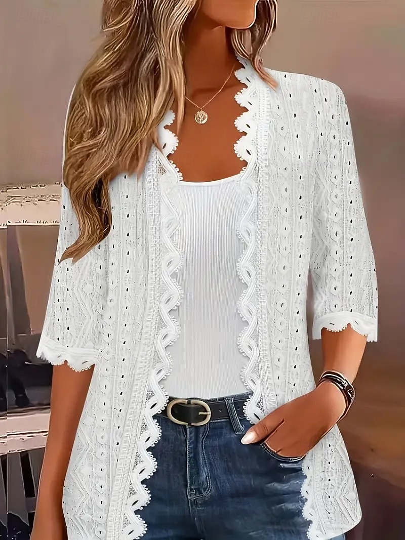 Mujer Chaqueta casual Cómodo Transpirable Tejido en Punto Casual Plano Casual Vacaciones Calle Ropa Cotidiana Frente Abierto Regular Sin Cuello Ajuste regular Manga Larga Ropa de calle Azul Piscina 2026 - $26.99 –P9